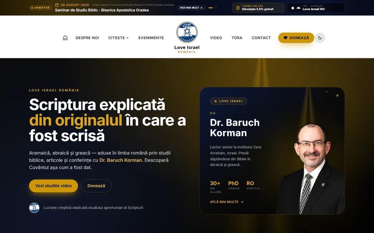 loveisrael.ro — captură a site-ului